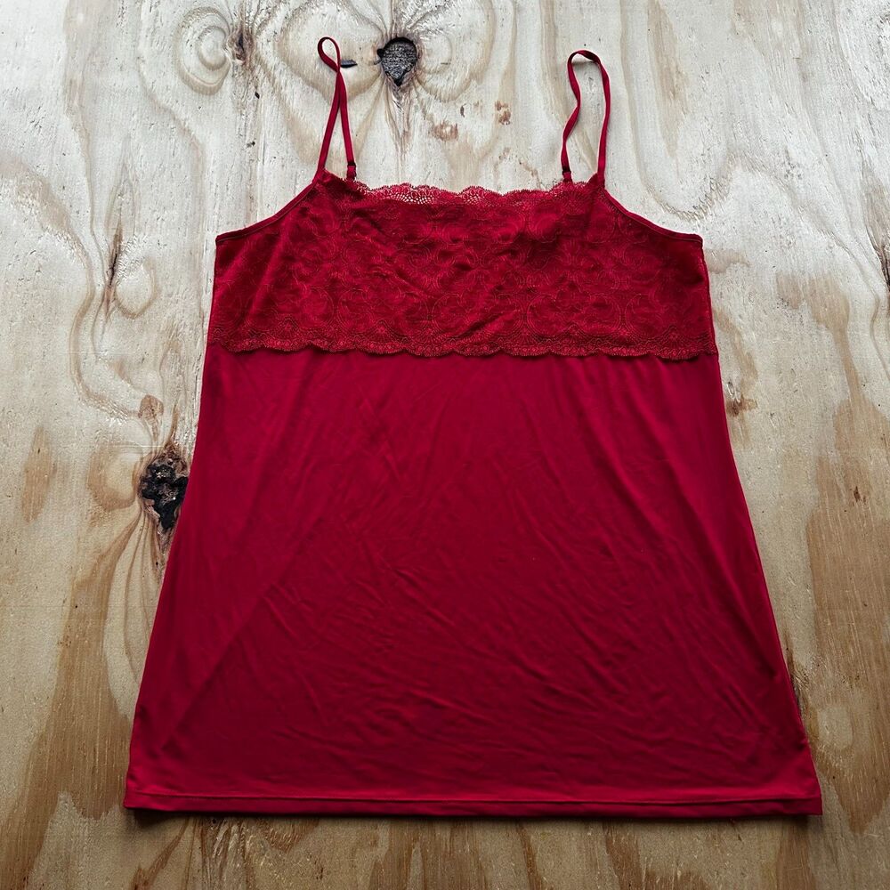 Jockey Red Lace Trim Cami Tank Top - Large